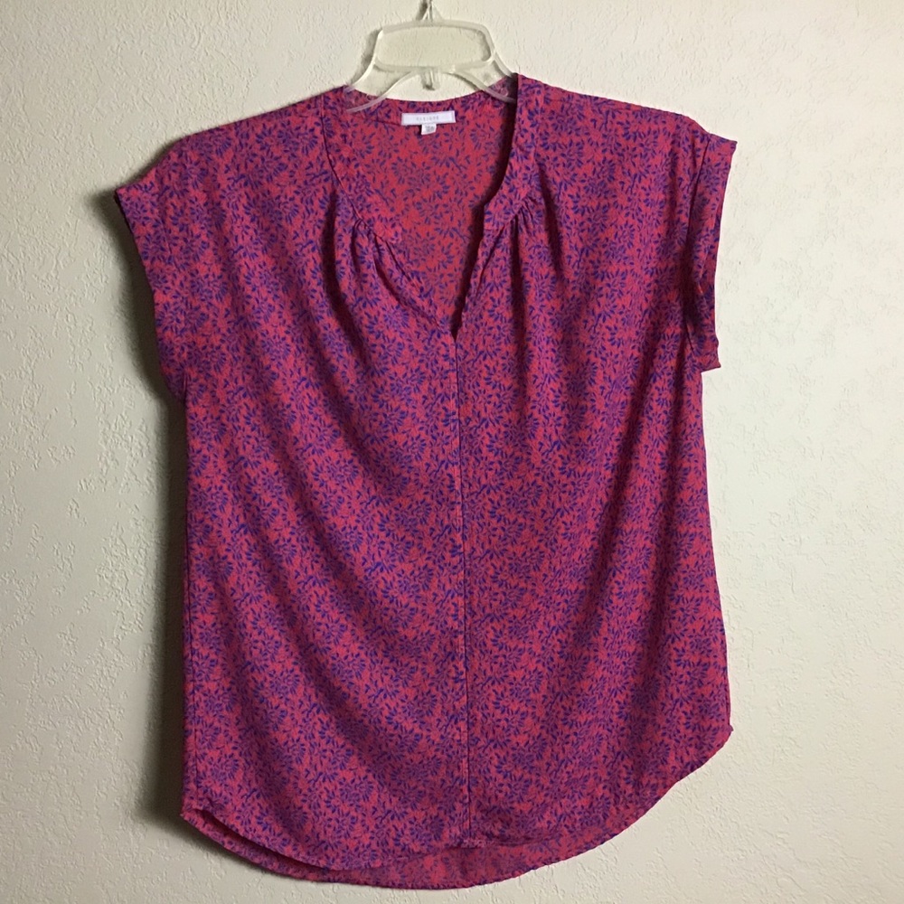 DLEIONE Blouse Cuffed Cap Sleeves Pullover